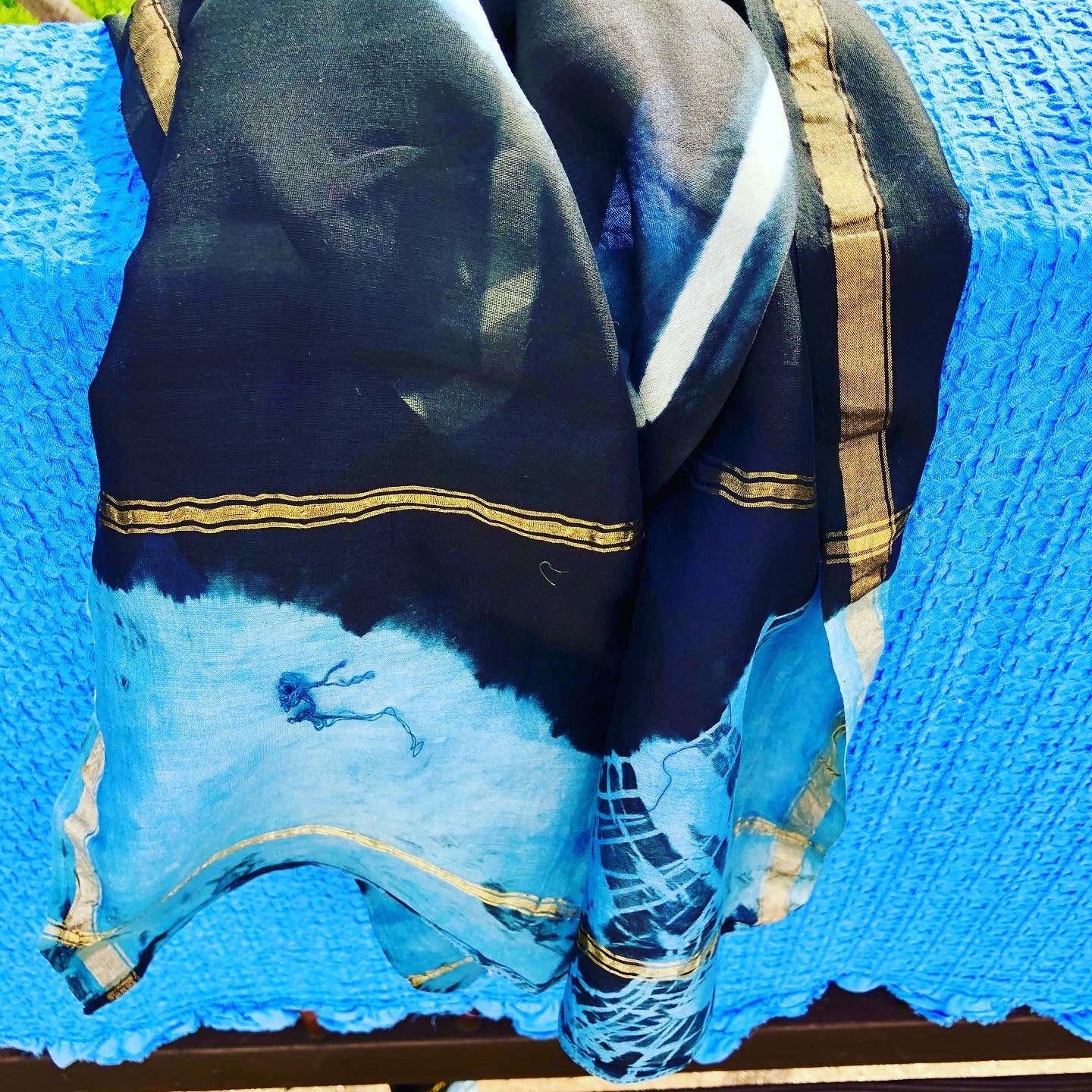 Plant indigo dye scarf