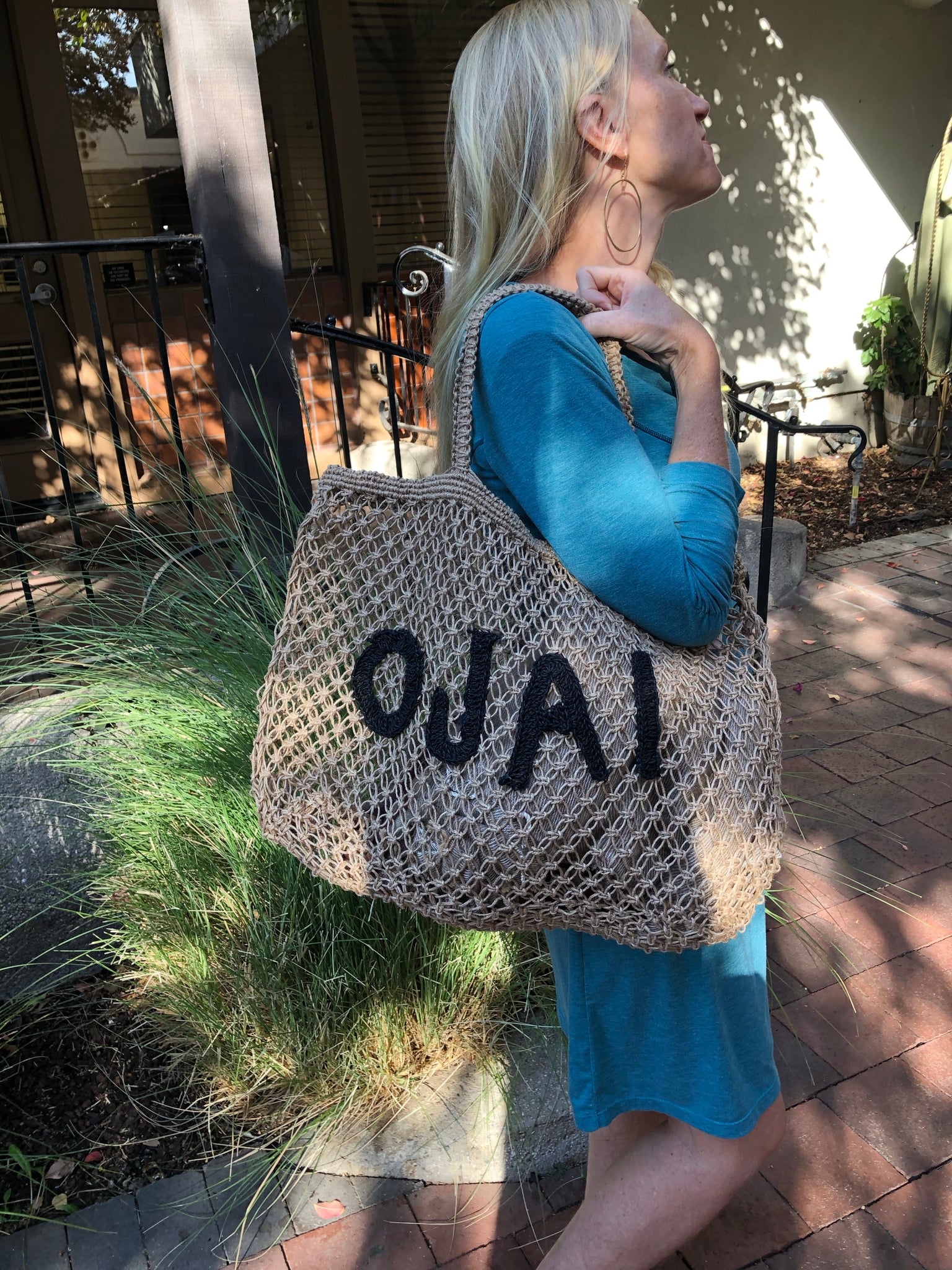 Natural Crochet Tote Bag With Logo